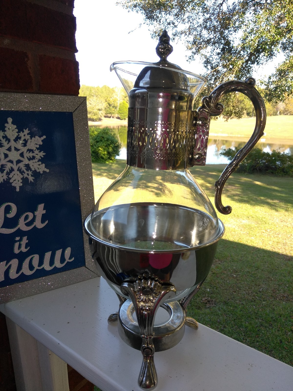 Vintage Silver Plated & Glass Coffee Decanter