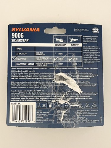 Sylvania 9006 SilverStar Halogen High Performance Headlight Pair Set 2 Bulbs