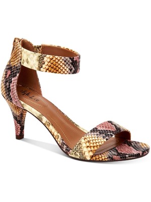 STYLE & COMPANY Womens Beige Snake Print Paycee Toe Kitten Heel Sandals 8.5 M