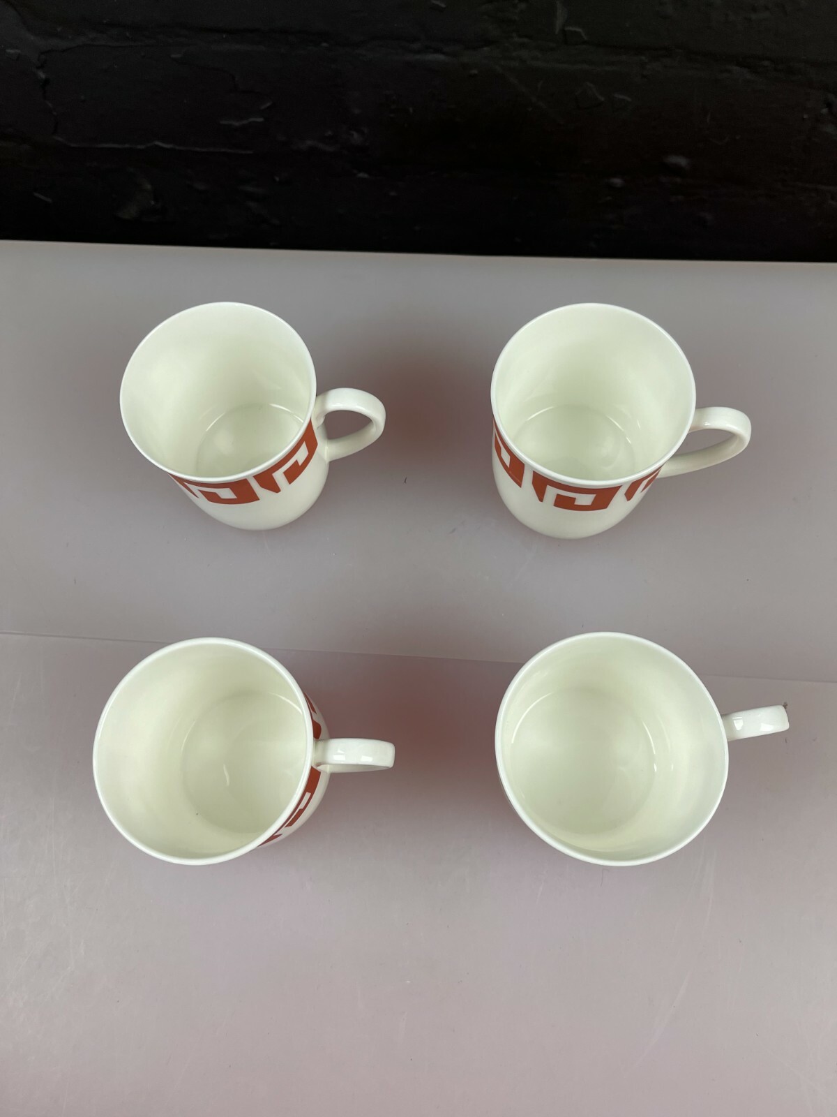 4 x Wedgwood Susie Cooper Red Keystone Cups 7.5 cm High x 7.3 cm Wide Set