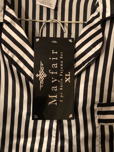 Sleep Pajama Set, Mayfair, Womens(XL) Black/White Stripe New