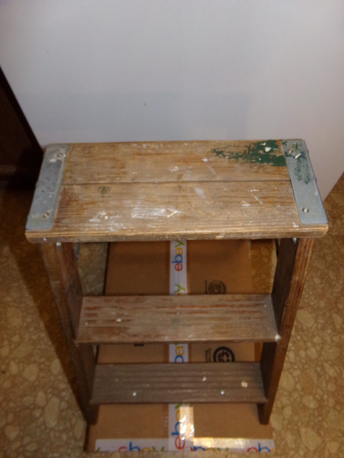 Vintage Werner Wood 2 Step Ladder Primitive Rustic Country Decor 22" # W 130 - 4
