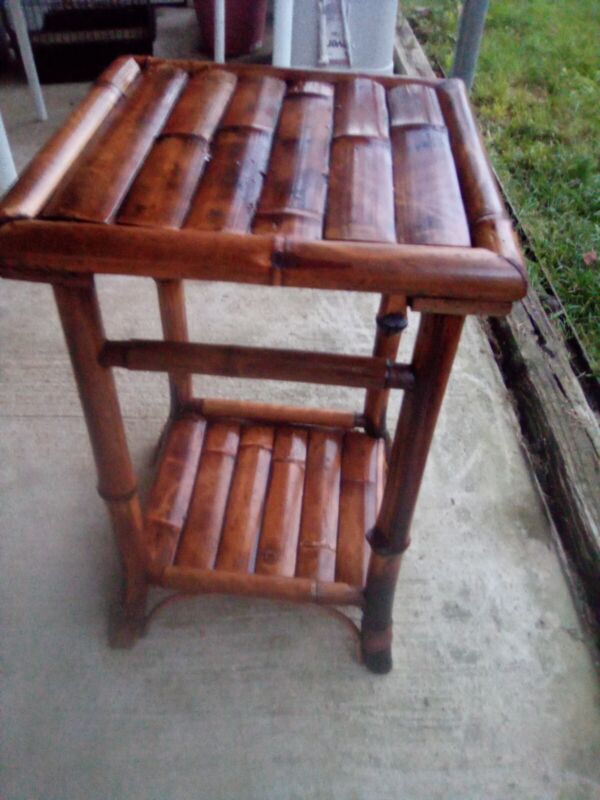 Vintage Chinese Bamboo Side Table