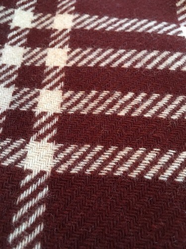 Vintage Wool Brown White Plaid Material Fabric Remnant Goldblatt’s