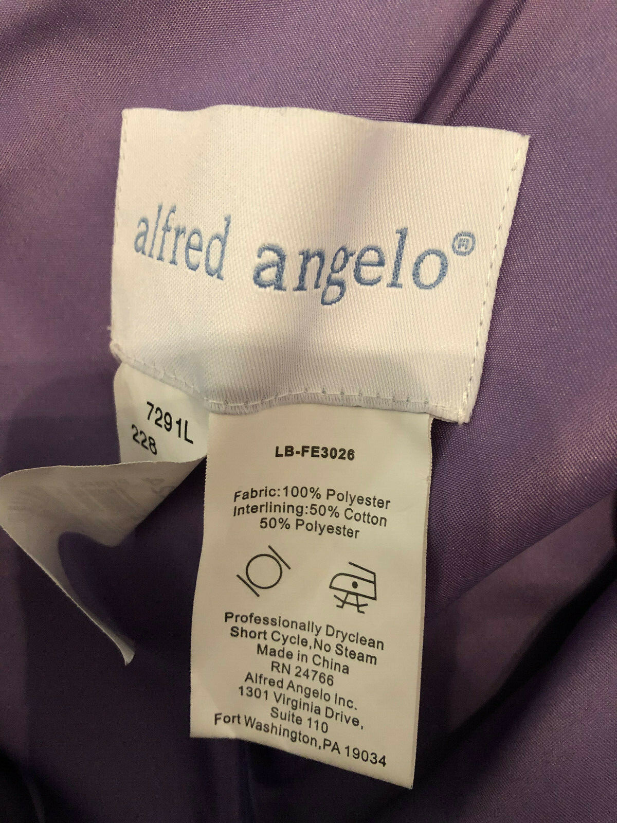 NWT One Shoulder Lavender Formal Prom Floor Length Dress by Alfred Angelo Size 8