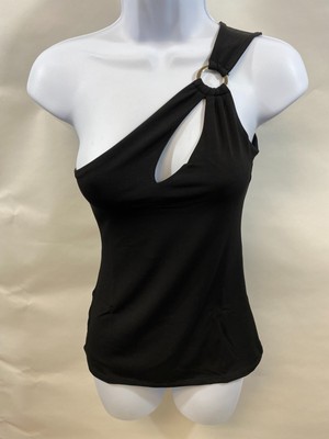 INC Womens off shoulder black Petite/Petite top w cutouts sleeveless NWT