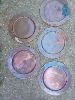 Hammered Solid Copper Charger Arts & Crafts  11.'' plate (Set Of 5)