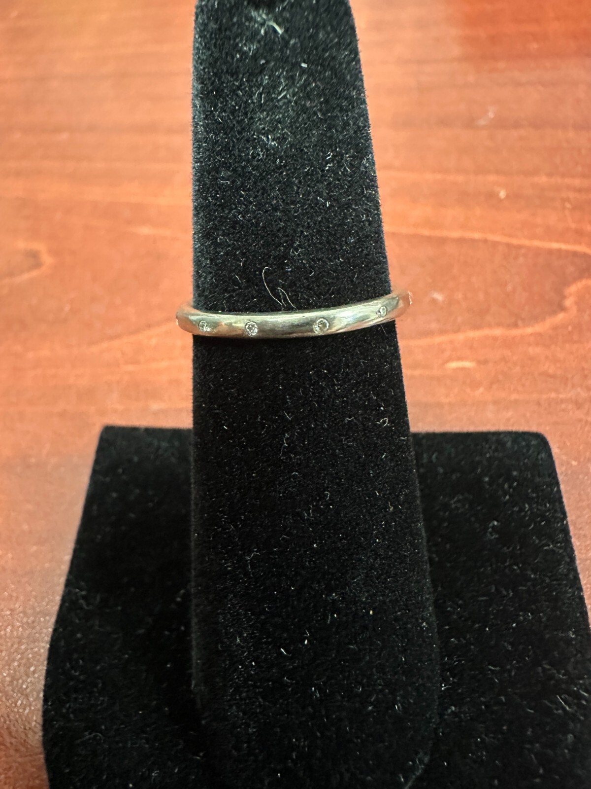 Women's Palladium 950 Ring With Diamond Chips Size 5.5