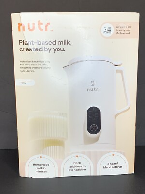 NUTR N2W Single Serving Nut Milk Maker White Homemade Almond Oat Coconut Tested