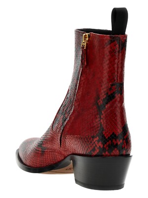 Pre-owned Bally Gaiman 6303991 Men's Ruby Animal Print Leather Boots Size 8 Msrp $1197 In Red