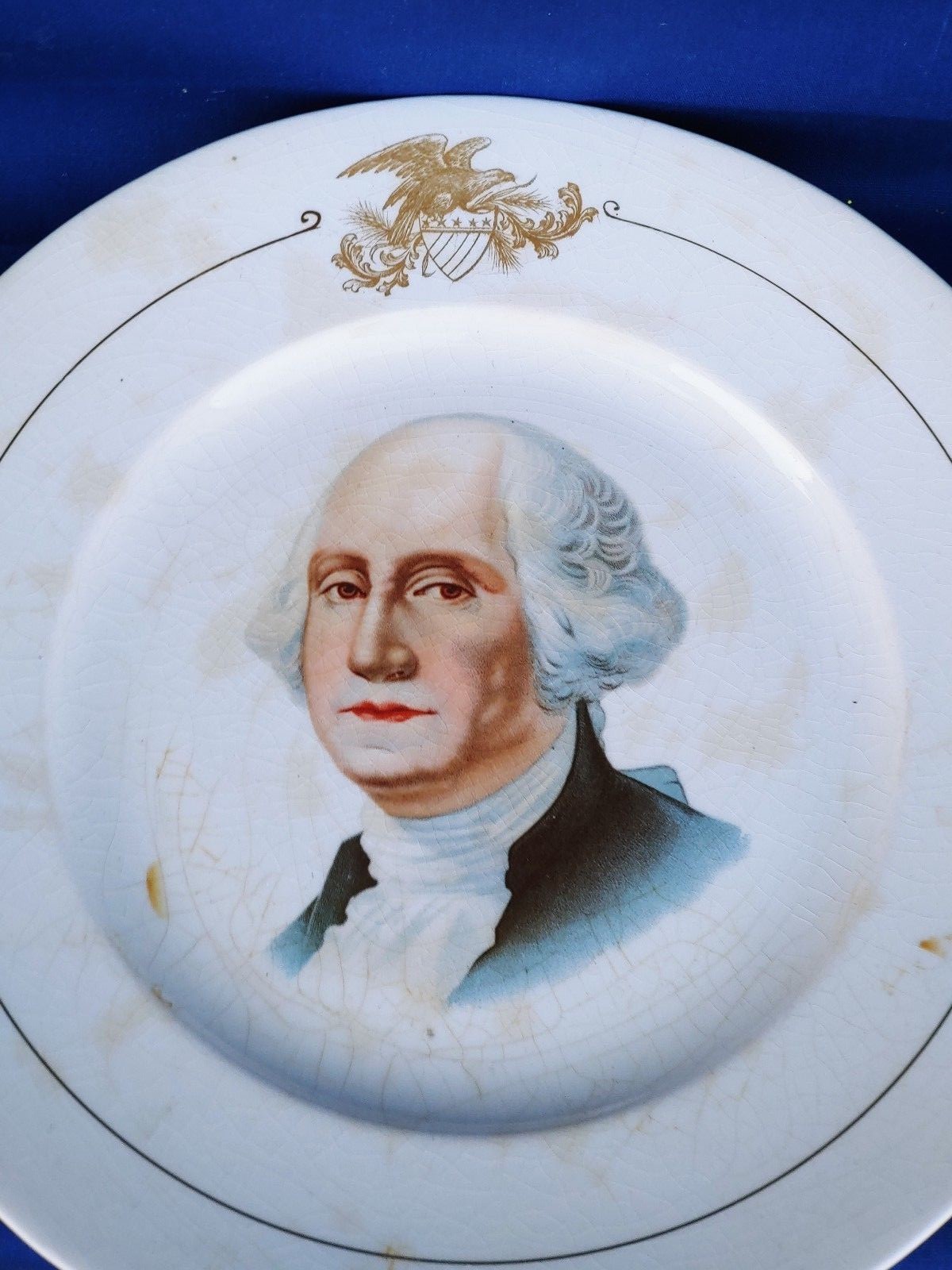 Rare K.T.&K.Co Ramona Semi Vitreous ANTIQUE Plate GEORGE MARTHA WASHINGTON ??j8