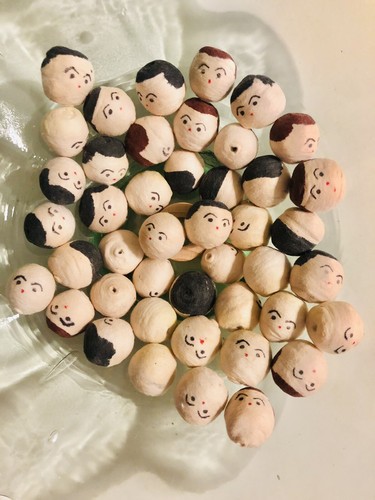 Vintage Spun Cotton Heads Handmade Craft Doll Making Lot Of 5
