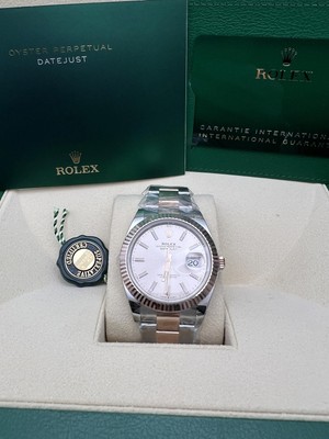 Pre-owned Rolex Brand  Datejust 41 126331 18k Rose Steel Fluted Sundust Dial Oyster B&p