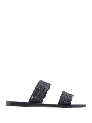 

ANCIENT GREEK SANDALS Женские черные кожаные шлепанцы Melia Toe Slip On, Черный, MELIA