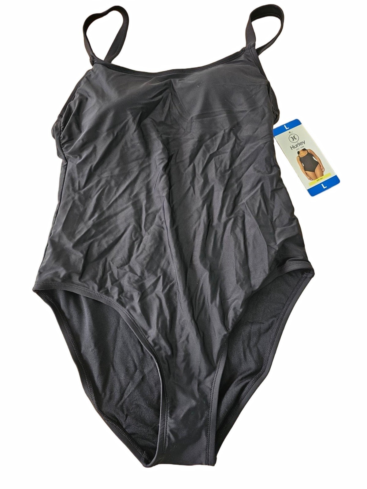 Hurley Womens One-Piece 4-Way Stretch Floral Swimsuit Black LG / LARGE