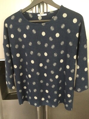 LADIES TU NAVY MIX  SPOTTY TOP SIZE 12 Bnwt