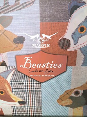 Magpie BEASTIES Corkback XL Placemats Carola Van Dyke Set of 4