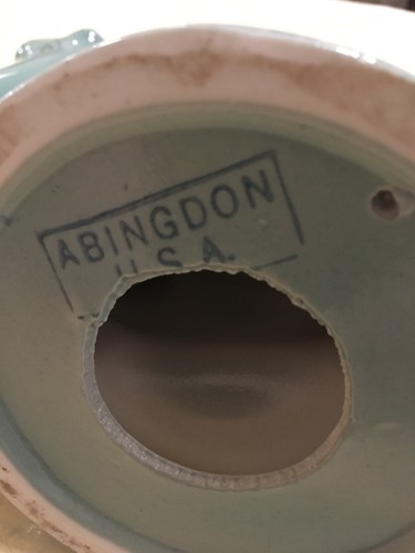 2 Vintage Abingdon Green Pottery Double Candle Holders: Art Deco