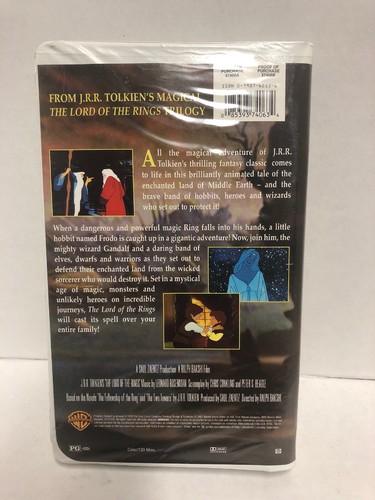 The Lord of the Rings VHS Animated Cartoon 1978 Bakshi Film (2001) Preowned