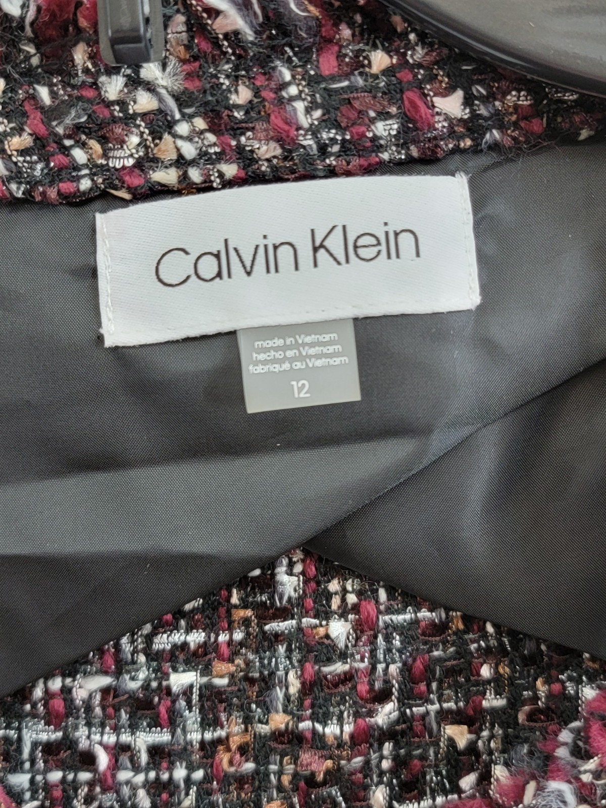 Calvin Klein Tweed Open-Front Wool Blend Blazer Women's 12 Multi Long Sleeve - Picture 12 of 18