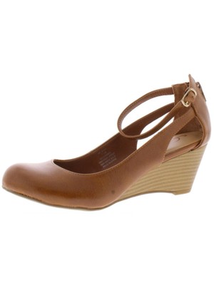 

SUN STONE Женские коричневые туфли Comfort Miley на танкетке с круглым носком на молнии, 11 м, Коричневый, 10008571800