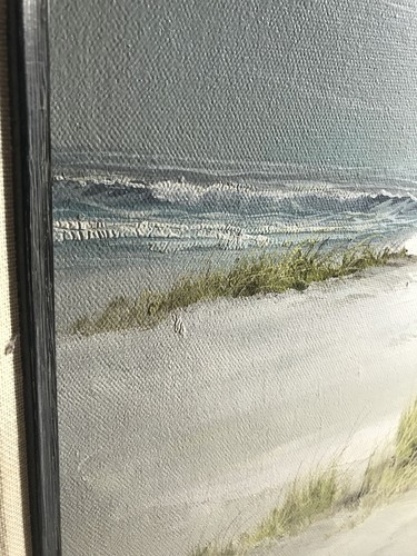“Gloomy Beach Day” Framed Oil Painting On Canvas