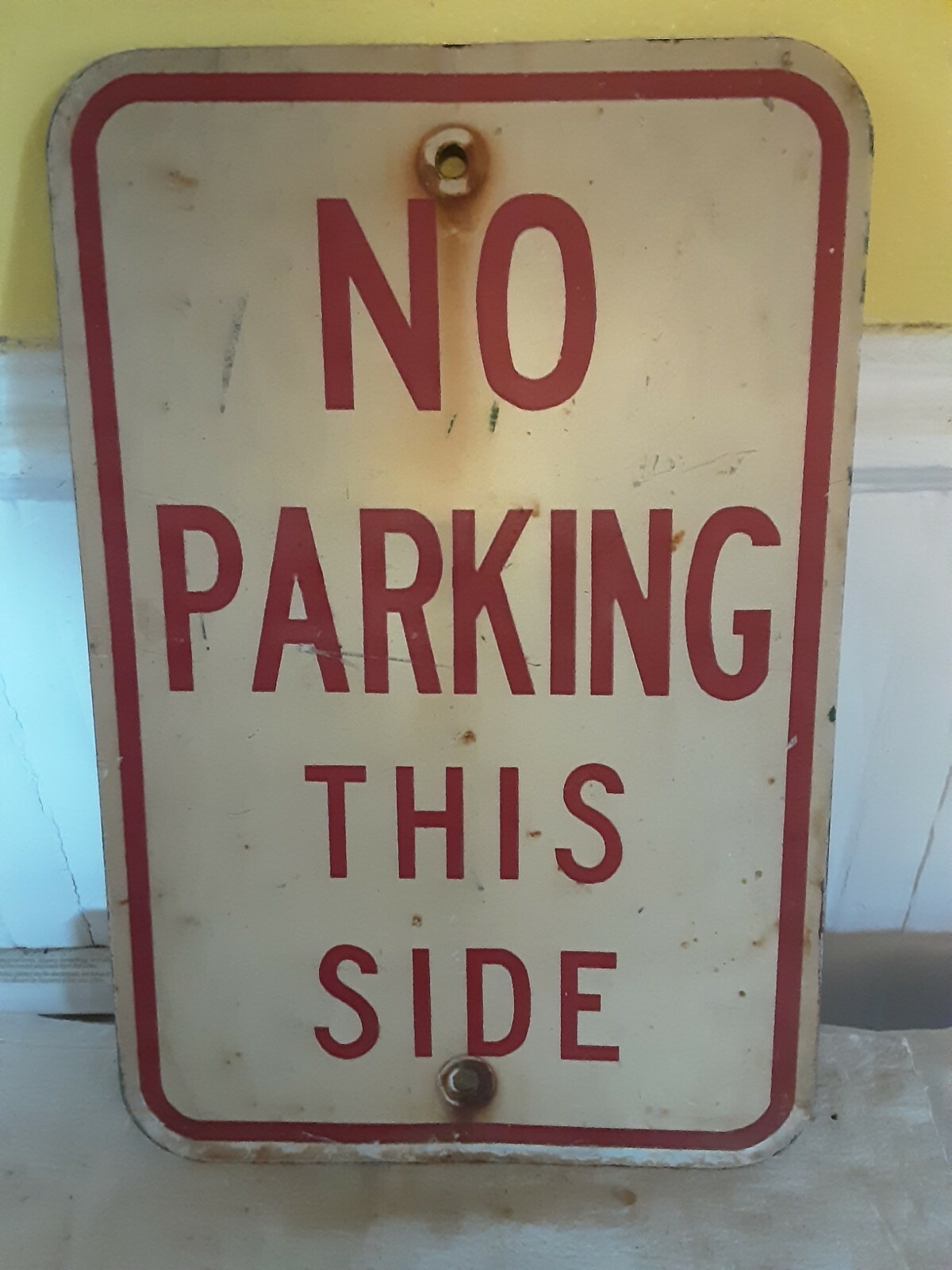 古着屋　ON ROADWAY & NO PARKING Vintage No Parking This Side Sign - Retired Road Sign 18