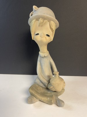 Poppet Trixie Hippy Blue Hat Girl with Flowerpot Ceramic 1970s UCTCI