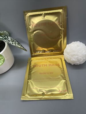 2x YOUTH HAUS GLOW & GO Gold Eye Recovery Patches NEW in Sealed Package 8ml ea