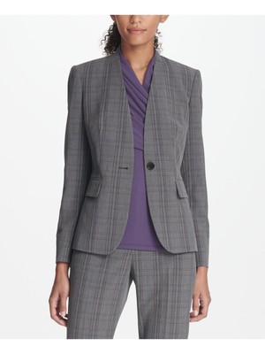 

DKNY Женская серая клетчатая куртка без воротника Размер, Серый, UK8JO221