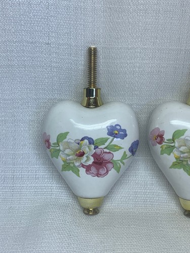 (AP) Lot Of 2 Ceramic Hearts Rose Decoration Furniture Craft; Free US Shipping