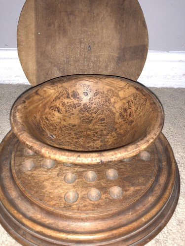 Antique 19th C Primitive Small 4” Wooden Ash Burl Bowl Original Mint Great Size