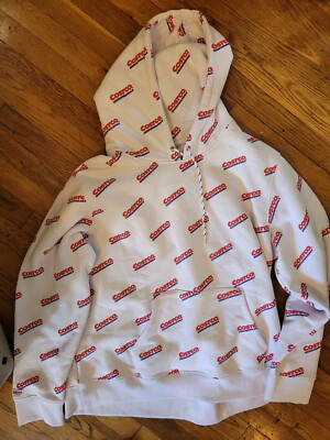 Kirkland Signature Costco Wholesale Allover Logo Print White Unisex Hoodie XXL