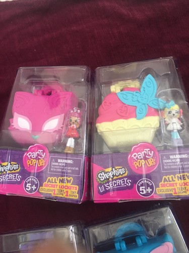4 SECRET LOCKETS Shopkins LIL SECRETS Party Pop Ups Exclusive Teeny Shopkin