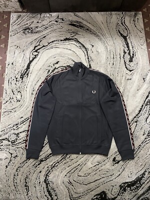 Fred Perry Seasonal Taped Tracksuit Jacket Gunmetal/Oxblood BNWT Size Small Mens