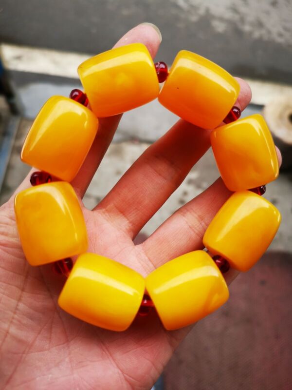 24mm Natural Big Beeswax Beads Hand Polished Prayer Beads .Bracelet C72