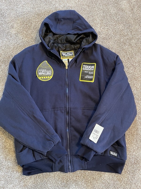Walls Workwear Insulated Hoodie Jacket Water Repellent Zip Up NWT