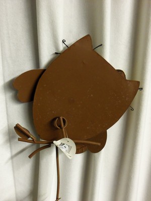 Owl Garden Stake orange with purple wings NEW whimsical garden decor