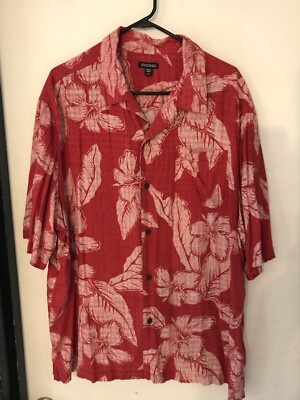 2XL Men's GEORGE Vintage Coral Rayon Floral Hawaiian Shirt NEVER WORN