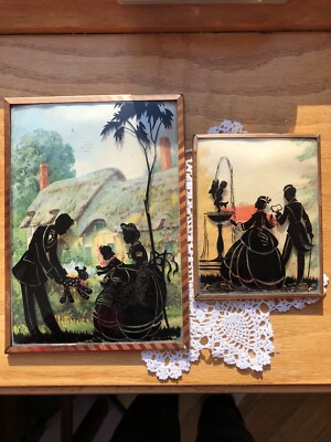 Mountain Silhouette Original Enamel Painting on Glass