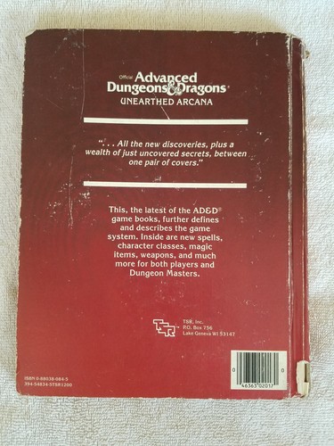 1985 Dungeons & Dragons Unearthed Arcana Guide Book 2017 TSR
