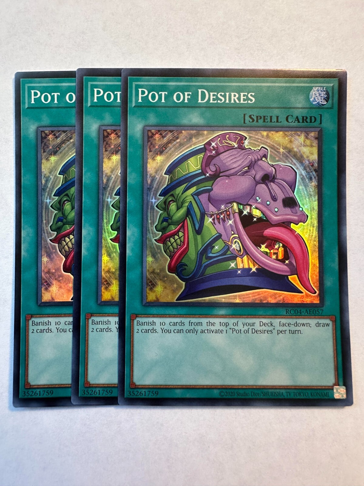 YUGIOH x3 Asian English Pot of Desires Rare RC04-AE057 | eBay