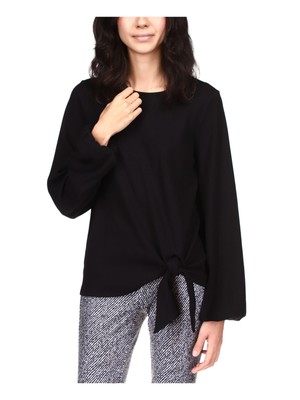 

MICHAEL KORS Женский черный вафельный вязаный эластичный топ с длинными рукавами и завязками на манжетах