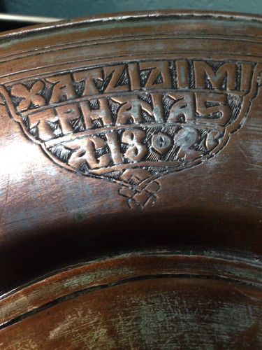 Antique Marked C.1800 Islamic Silver & Copper Tray Plate Charger Persian Turkish