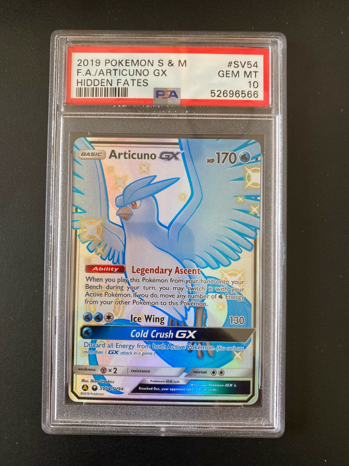 2019 Pokemon S&M Hidden Fates Full Art Articuno GX #SV54 PSA 2019 Pokemon S&M Hidden Fates Full Art Articuno GX #SV54 PSA