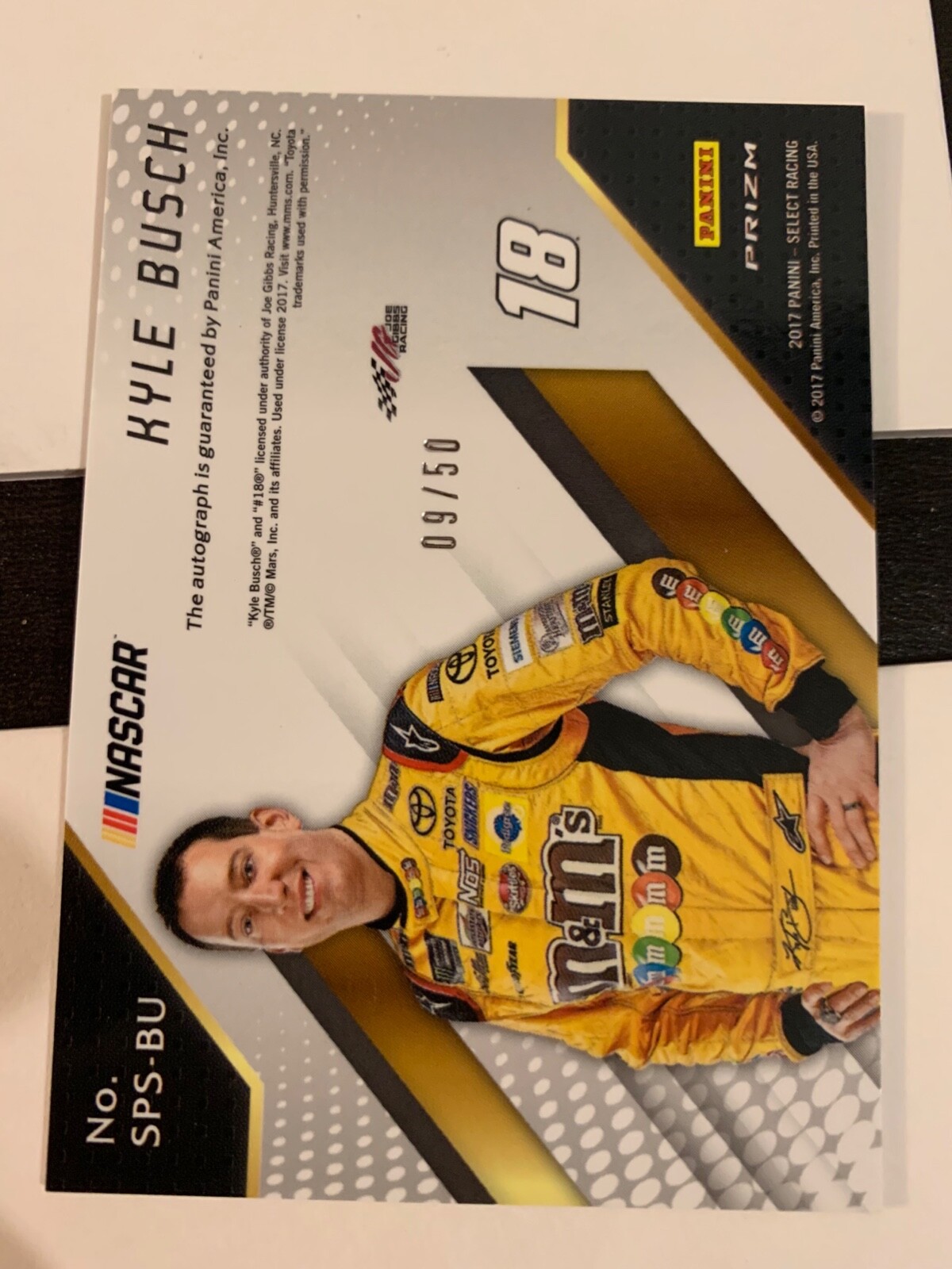 Kyle Busch 2017 Select BLUE PRIZM Signature Paint Schemes 09/50 Autograph Auto