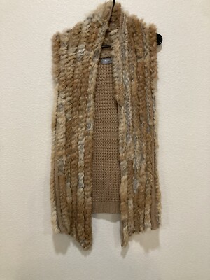 Bagatelle Collections Faux Fur Vest Women's Brown Cream Size Small, S Lined