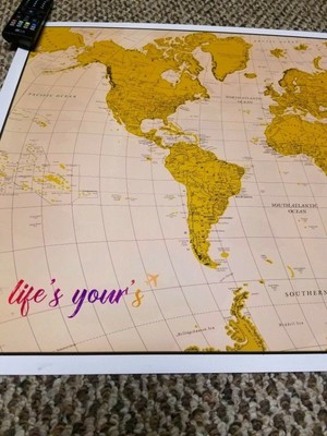 Modern Gold Scratch Off Map, Scratchable World Travel Poster - Wond... BRAND NEW