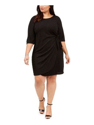 

SIGNATURE BY ROBBIE BEE Женское черное платье-футляр с рукавом 3/4 Plus, Черный