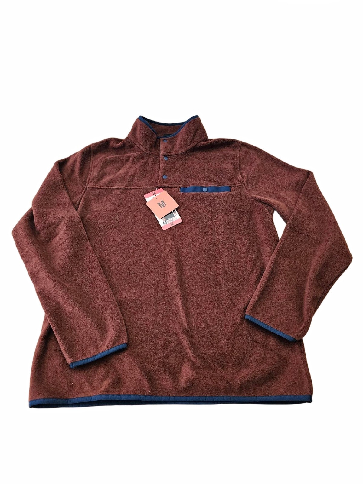 32 Degrees Mens Pullover 1/4 Button Fleece Pullover Sweatshirt Red MD / MEDIUM